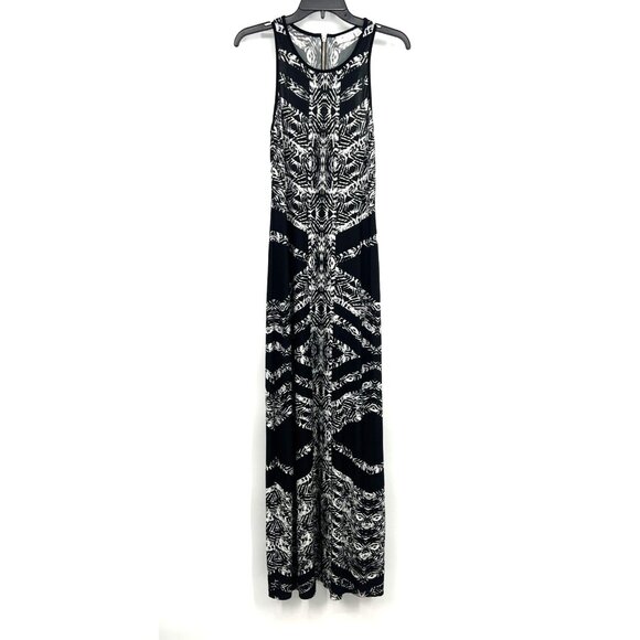 Bisou Bisou Maxi Dress Black Printed Sleeveless Stretch - Picture 2 of 10